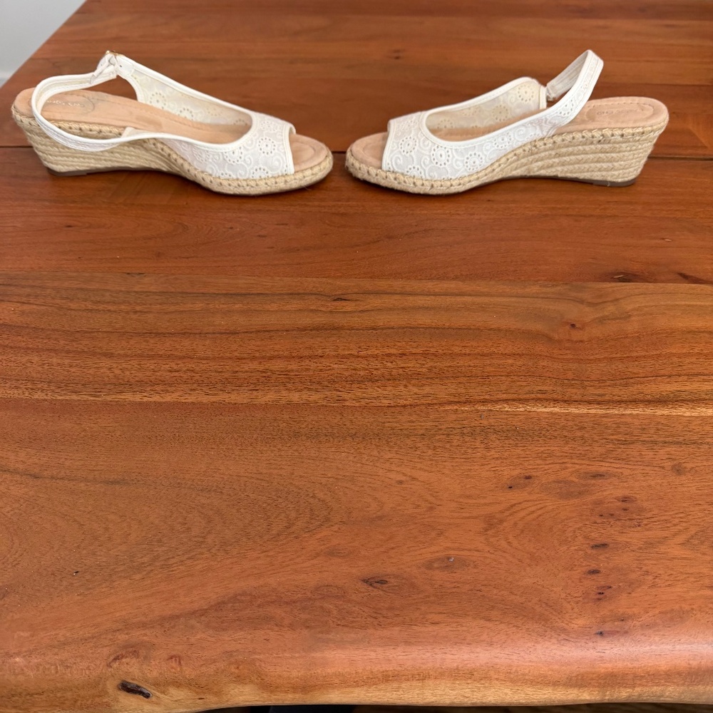 Lands End Off White Sling Back Open Toe Espadrill… - image 4